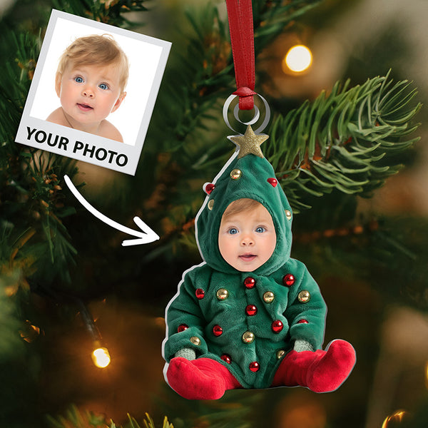 Custom Baby Face Ornament with Christmas Costumes