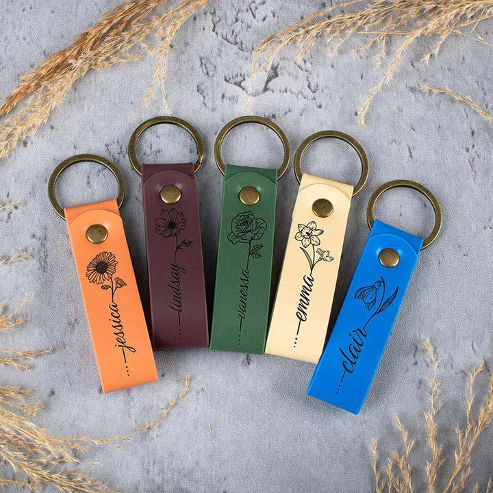 Custom Birth Flower KeyChain - GiftShire