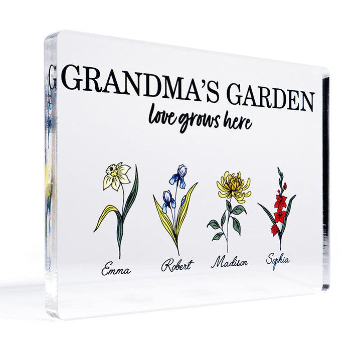 Custom Grandma Sign, Acrylic Garden Block - GiftShire