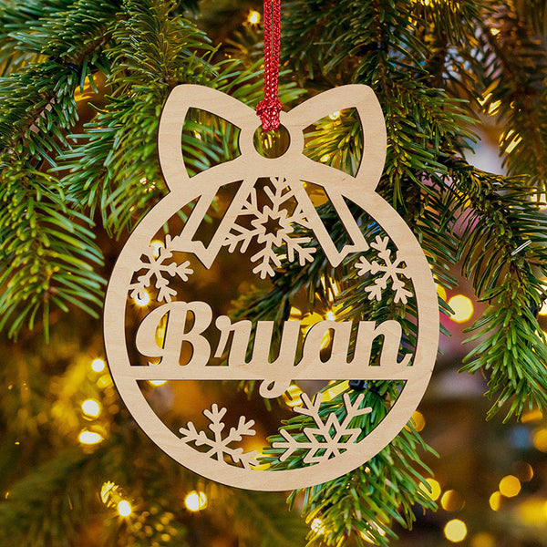 Custom Name Cutout Wooden Ornament