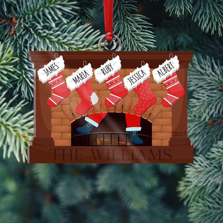 Custom Stocking Ornament With Fireplace - GiftShire