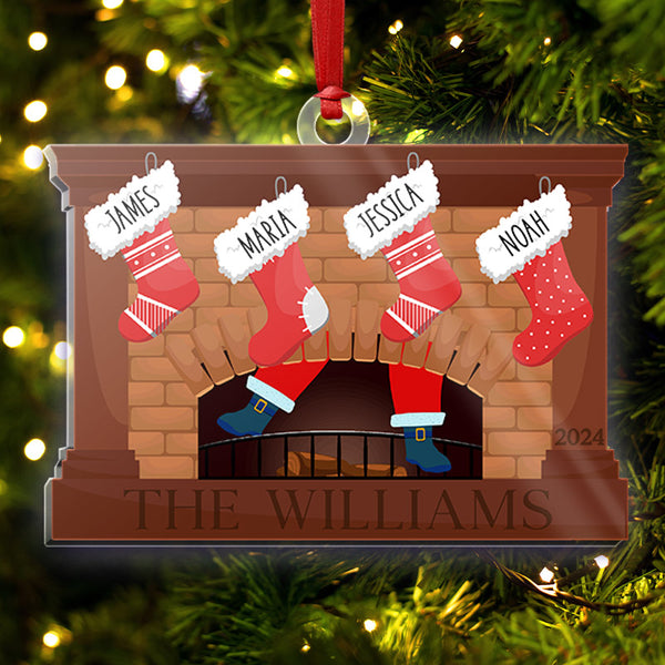 Custom Stocking Ornament With Fireplace