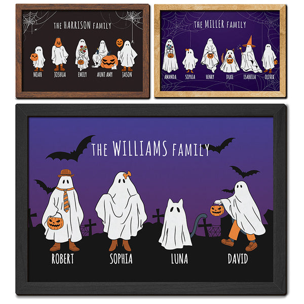 Custom Wooden Frame Ghost Family Sign