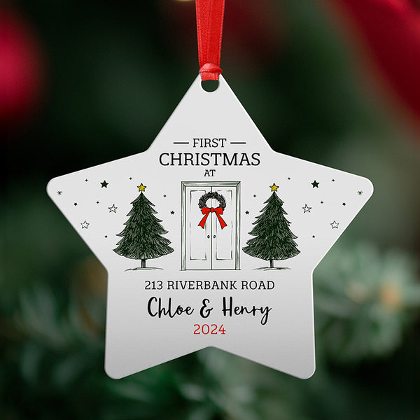 First Christmas at Home, Personalized White Star Ornament