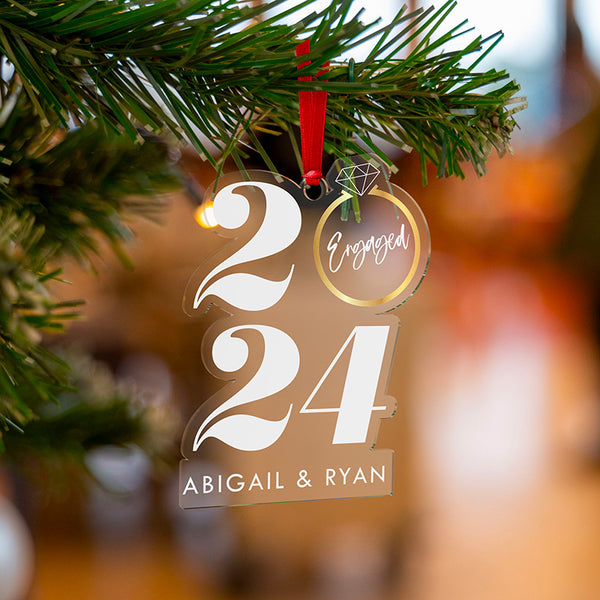 First Engaged Christmas with Personalized 2024 Ornament