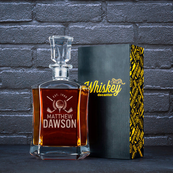 Inspirational Whiskey Bottles with Engraved Decanter and Glasses