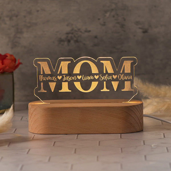 Personalized MOM Night Light – Kids’ Name Engraved