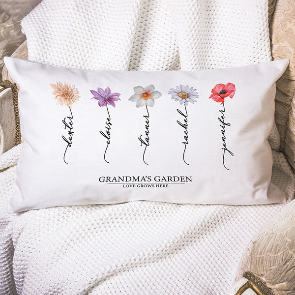 Personalized Birth Month Flowers Pillow - Grandma's Garden