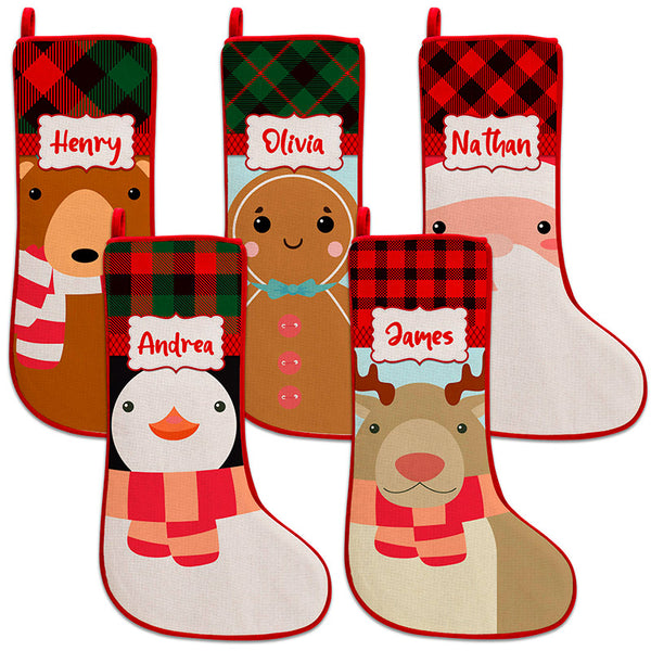 Personalized Christmas Stockings Featuring 7 Festive Characters