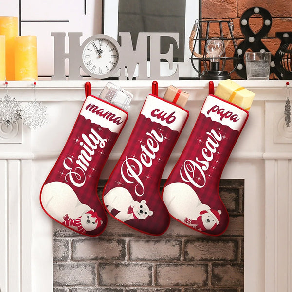 Polar Bear Family Christmas Stocking