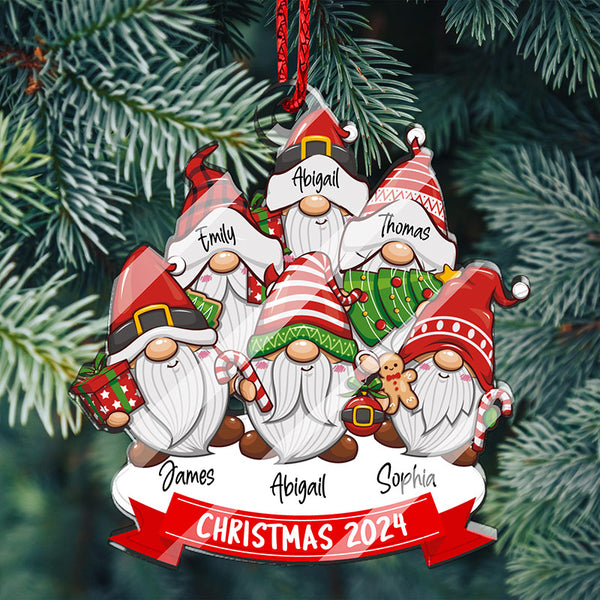 Personalized Family Gnome Cut Out Christmas Ornaments