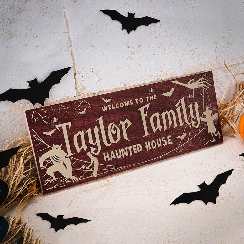 Halloween Door Sign, Wall Sign, Family Name Sign for Halloween, Bats store Door Hanger, Personalized Sign for Halloween, Halloween Wood Cutout