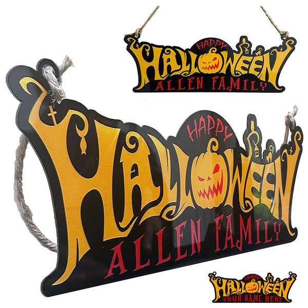 Personalized Happy Halloween Sign with Family Name