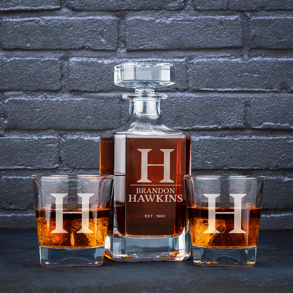 Personalized Initial & Logo Engraved Glassware Decanter