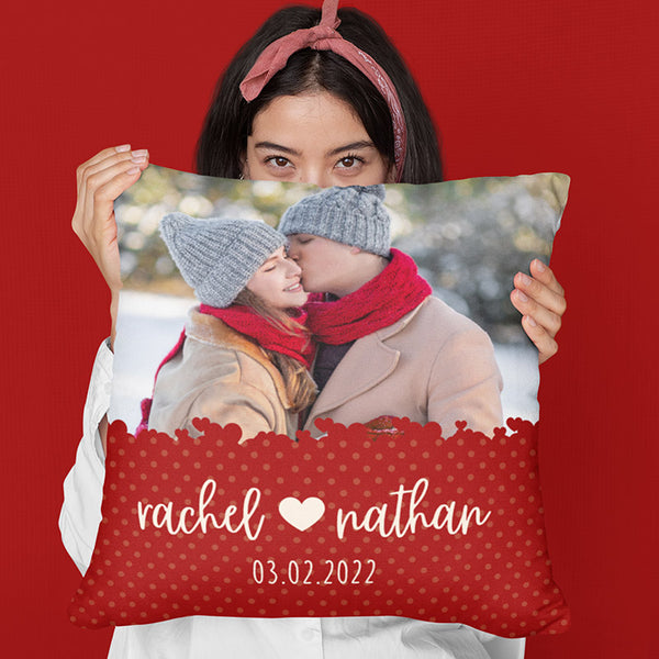 Photo on Custom Pillowcase with couple names