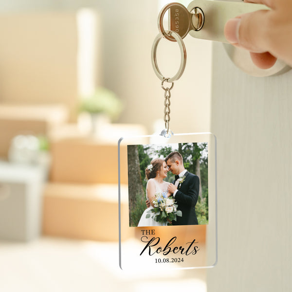 Photo on Keychain with Couples Personalized Names