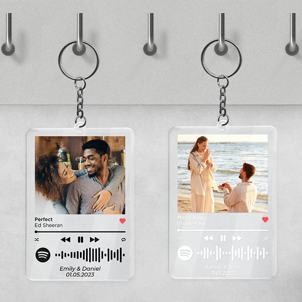 Spotify Music Player Keychain with Custom Photo For Couples