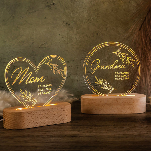 Gifts for Mom & Grandma – Custom Engraved Night Lights