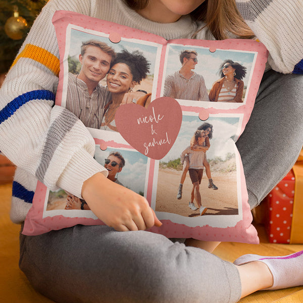 Valentine’s Photo Collage Pillowcase for Couples